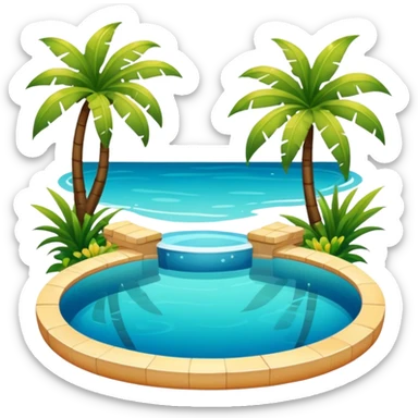An exotic lush warm-colored romantic pool with lush warm colors sticker