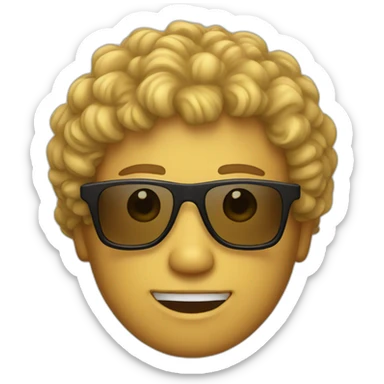 A white men with brown sunglasses and yellow curly hair  sticker