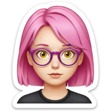 Girl with pink hair and yellow glasses sticker