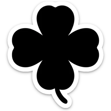 black 5-leaf clover, simple and bold sticker