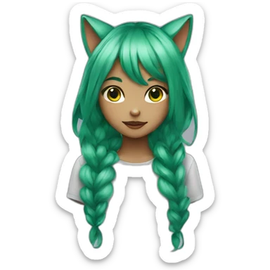 Catgirl with green hair sticker