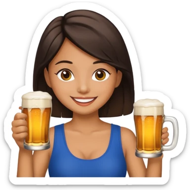 Morena bebiendo cerveza sticker
