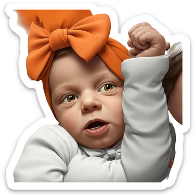 realistic portrait of girl with bow sticker