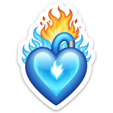 Blue flaming heart sticker