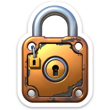 Digital glitch art style emoji, corrupted padlock sticker