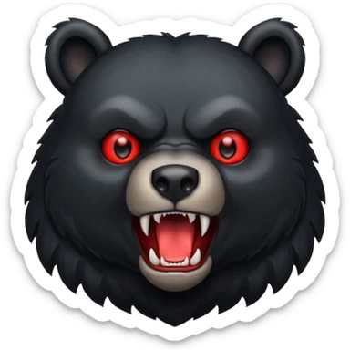 black bear with red eyes growling sticker
