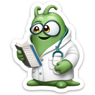 Slug learning to be a doctor sticker
