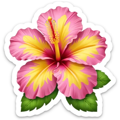 yellow and pink hibiscus flower sticker