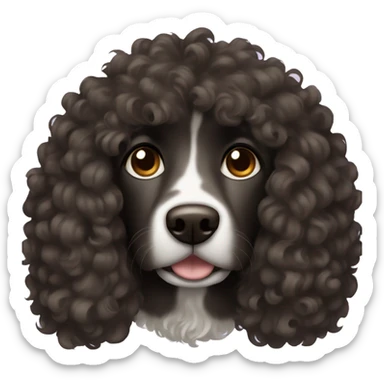 black curly hair dog with brown eyes  sticker