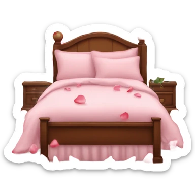queen size bed with rose petals sticker