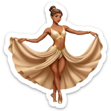 Cinematic Realistic Dance Poses, an elegant dancer mid-motion, muscles tensed with control, soft fabric of their attire flowing with movement, dramatic lighting highlighting the graceful lines, glowing with passion and poise. sticker