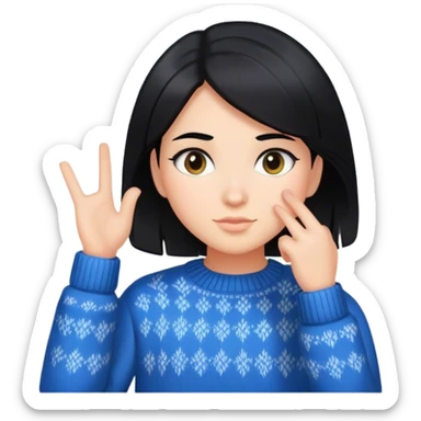 Girl with black hair and Sweater weatherman  sticker