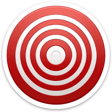 Minimalist target icon, flat design, centered bullseye with red and white concentric circles, clean vector style, modern UI icon, simple geometric shapes, high contrast, no text, transparent background, symmetrical, professional, app icon style, 1024x1024 sticker