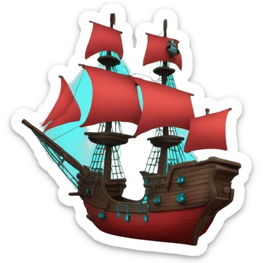 pirate ship in space red and cyan sticker
