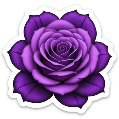 goth rose emoji with black petals and purple highlights sticker