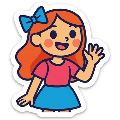cute girl, vibrant toon style sticker