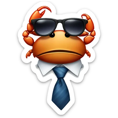 crab with a business tie and sunglasses and tears sticker