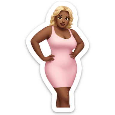 social media influencer with curvaceous body and light pink clothing sticker