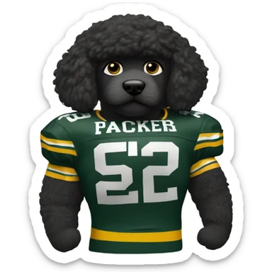 Black doodle wearing Green Bay packers jersey sticker