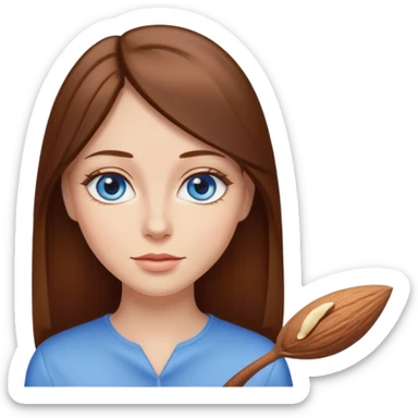 Femme brune cheveux long raide yeux bleus en amande sticker