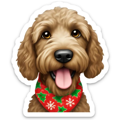 brown labradoodle in christmas bandana sticker