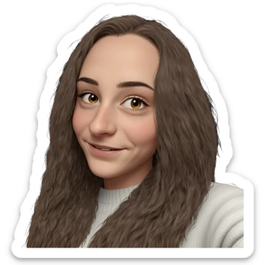 smiling girl in white sweater sticker