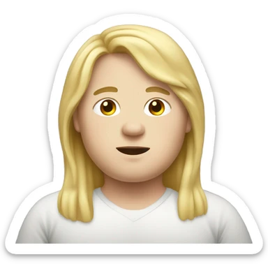 Obese, young male, long blonde hair sticker