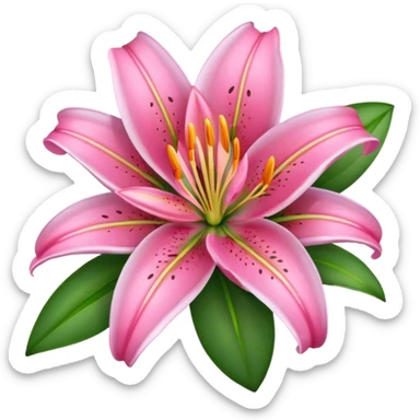Lilies flower pink like emoji in keyboard sticker