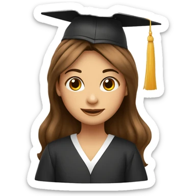 NIÑA PELO MARRON LARGO, CON ANTEOJOS Y GORRO DE GRADUACION  sticker