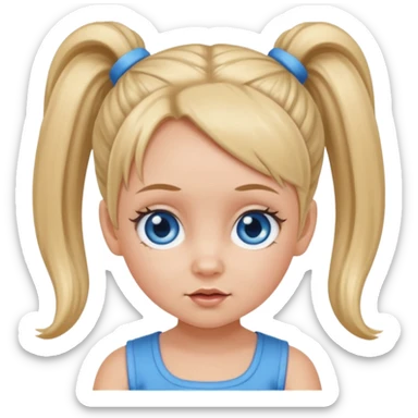 Baby Spice with blue eyes, ponytails hair sticker