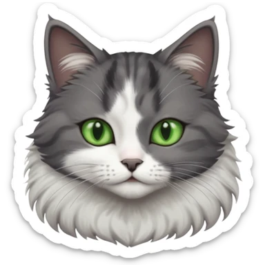 one dark grey and white cat and one completely solid dark grey cat with green eyes and only white paws sticker