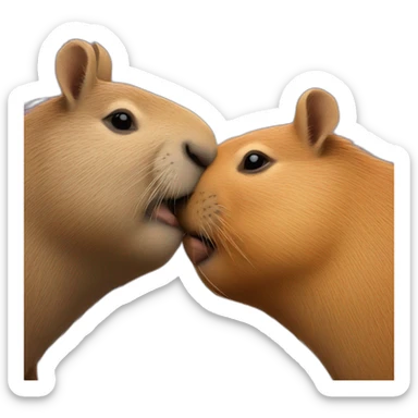 two capybaras kissing each other sticker