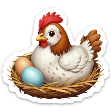 Chicken laying egg sticker