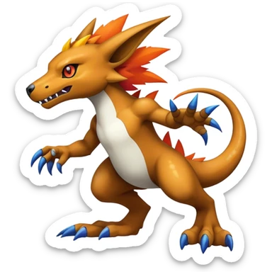 cool edgy badass colorful fantasy animal-Digimon-Fakemon full body sticker