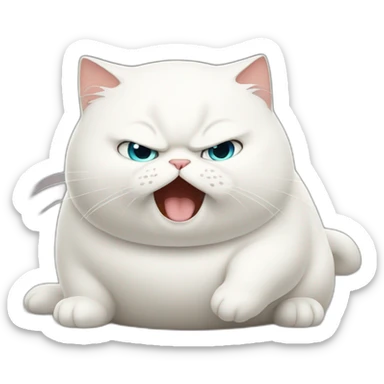Fat-White-cat-fighting sticker