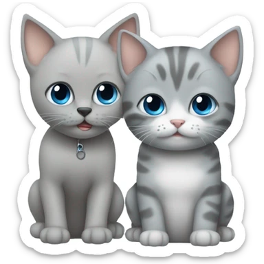 blue eyes grey kitten and poo are friends sticker