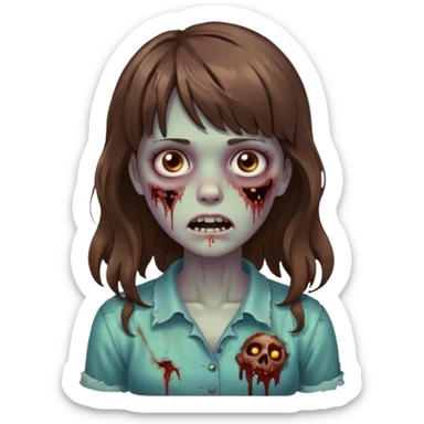 Zombie girl with medium wavy hair and bangs. sticker