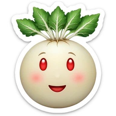 Make white radish apple emoji style sticker