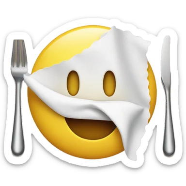 smiley emoji wiping his mouth with a napkin after good meal sticker