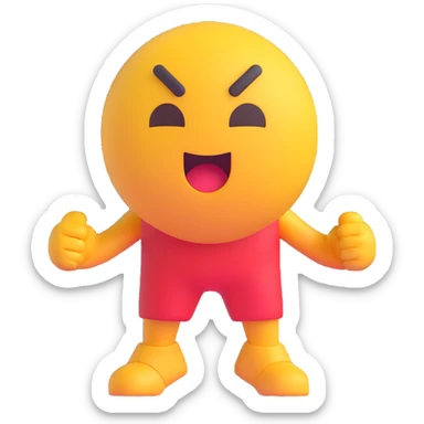 motivational emoji working hard, energetic, determined expression, dynamic pose sticker