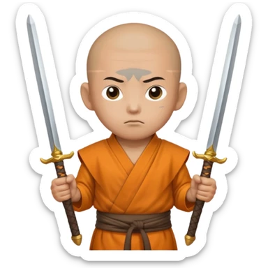 Monk with two swords in two hands sticker