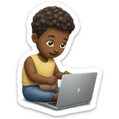 Bebé con una laptop en la mano viendo youtube sticker