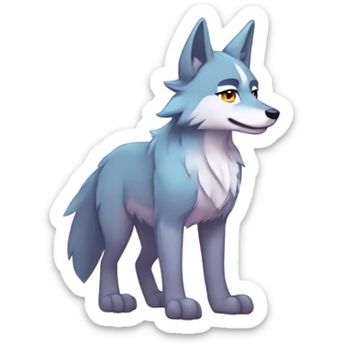 Colorful Shiny Fionbri-Falvie-sparkle-wolf-sona full body flat color sticker
