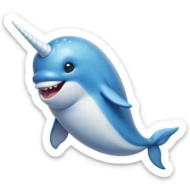Cinematic Comical Narwhal Portrait Emoji, Head tilted dramatically with an exaggeratedly shocked expression, featuring a streamlined body with a prominently spiraled tusk and wide, comically expressive eyes brimming with disbelief, Simplified yet hilariously expressive features, highly detailed, glowing with a slightly sassy glow, high shine, dramatic yet playful, stylized with an air of quirky oceanic attitude, bright and endearing, soft glowing outline, capturing the essence of a meme-worthy narwhal that appears ready to side-eye its way into internet fame instantly! sticker