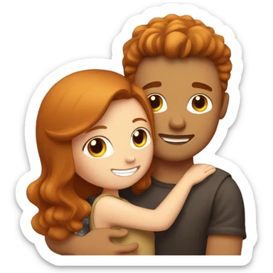 Brown hair girl hugging ginger guy sticker