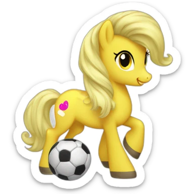 Yellow my little pony with soccer ball sticker