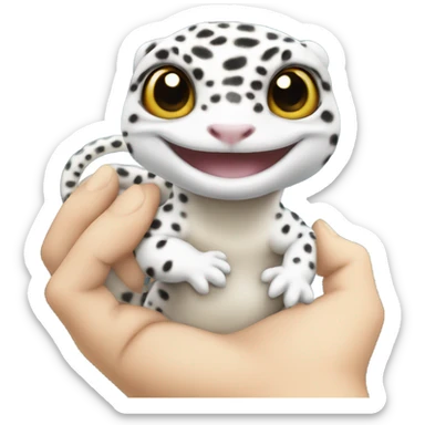 White leopard gecko in hand sticker