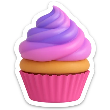 Cupcake with both lavender and pink icing in the style of microsoft 3D fluent emojis, no background sticker