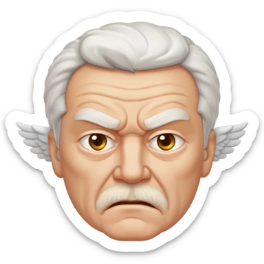 Angry older white male Italian angel cartoon face sticker
