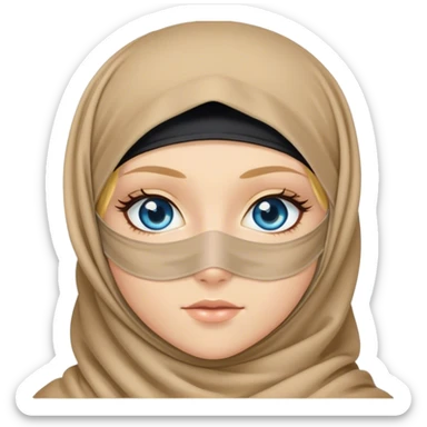 Blond girl blue eyes wearing niqab long eyelashes  sticker